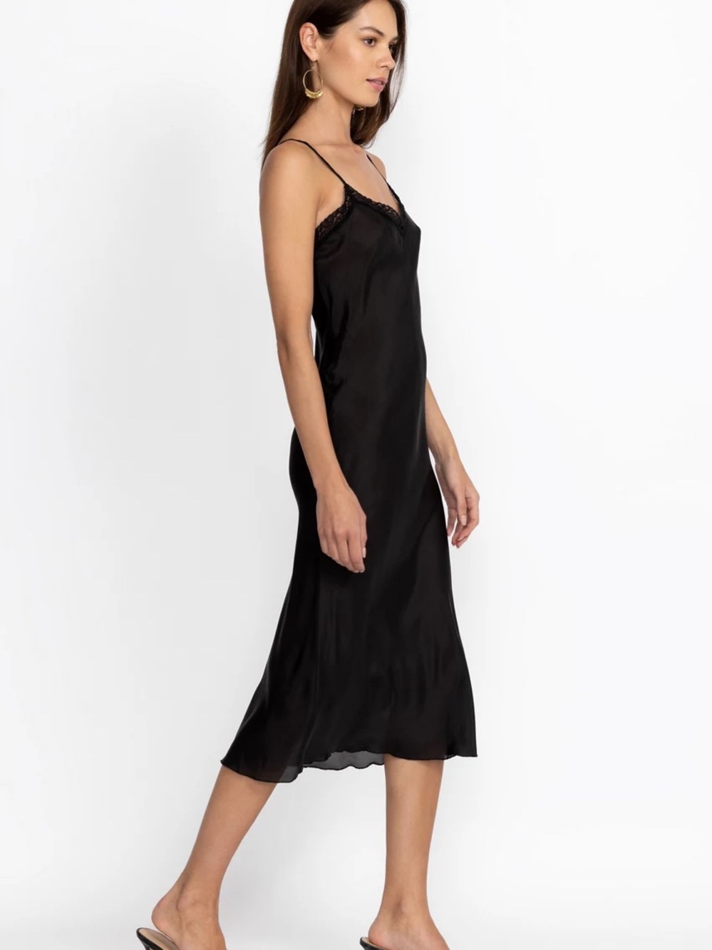 Johnny Was Black 100% Silk Midi Slip size Small New with Tags $88